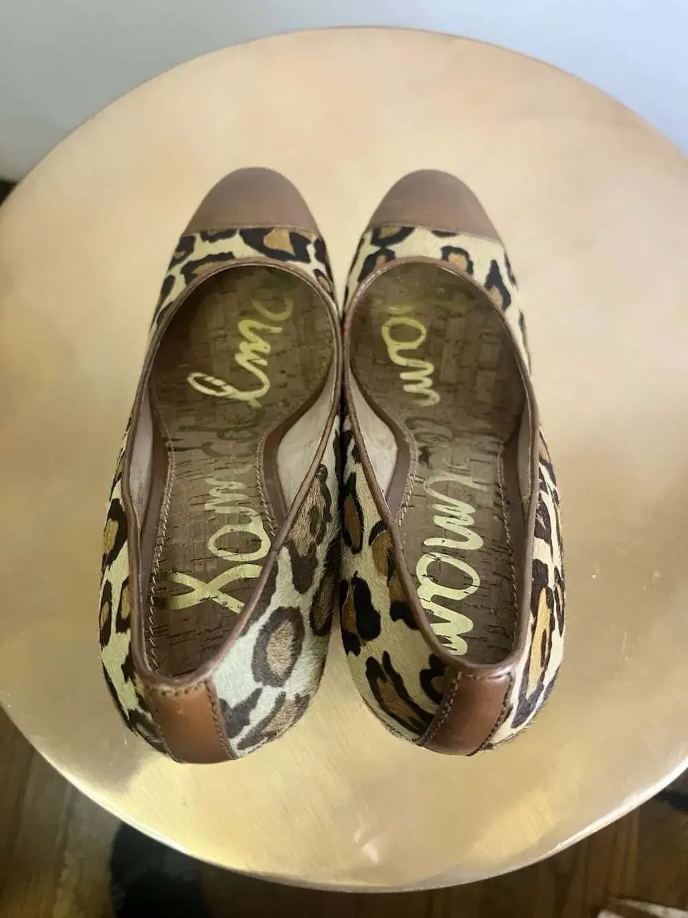 Sam Edelman Animal Print Horse Hair Wedge Pumps Espadrilles Sz 9.5 Almond Toe